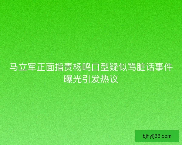 马立军正面指责杨鸣口型疑似骂脏话事件曝光引发热议