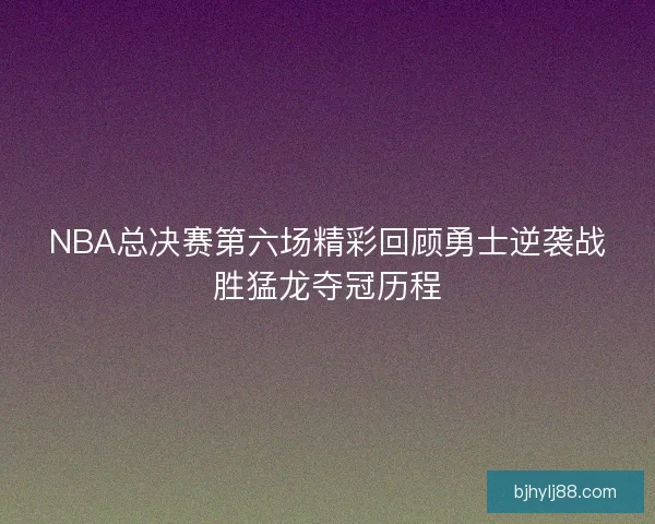 NBA总决赛第六场精彩回顾勇士逆袭战胜猛龙夺冠历程