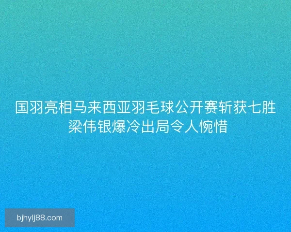 国羽亮相马来西亚羽毛球公开赛斩获七胜 梁伟银爆冷出局令人惋惜